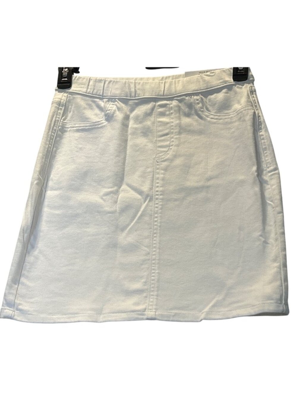 Style & Co Womens Size Small White Denim Pull-On Skirt With Back Pockets